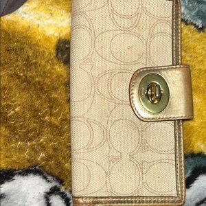 Coach Gold and Cream Bifold Wallet